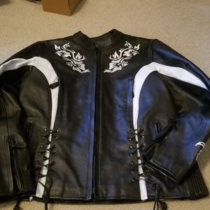 Street Legal Performance Women's Leather Black Motorcycle Jacket Size Large L